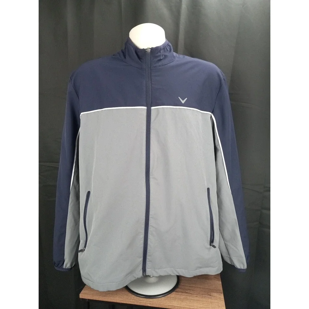 Callaway Mens Blue/grey Colorblock  Golf‎ Full Zip Jacket Size M